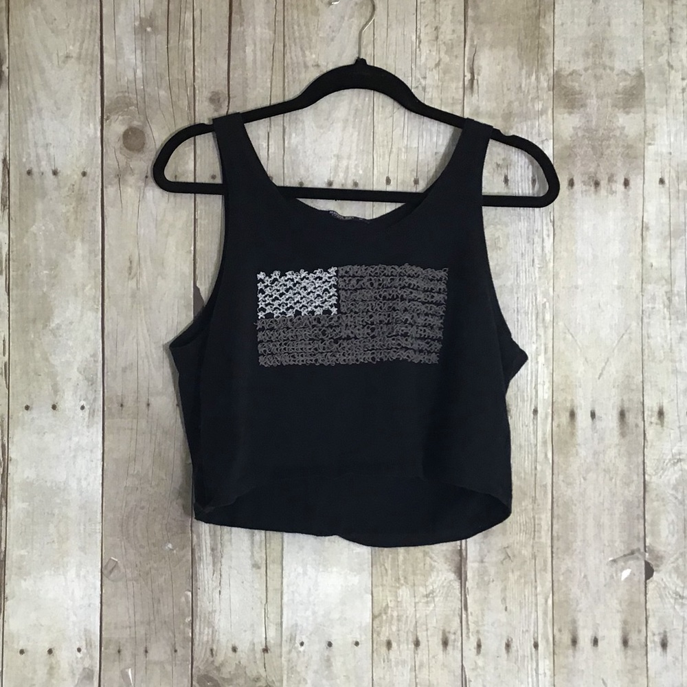 NWOT Embroidered Flag Crop Top